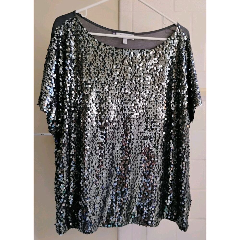 XL Jennifer Lopez Top. Gray With Gray Sequins. Plus Size. Formal. Club. JLO.